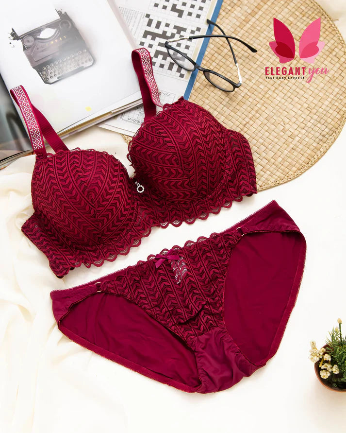 Lace Flower Embroidered Adjustable Straps Push Up Bridal Padded Bra