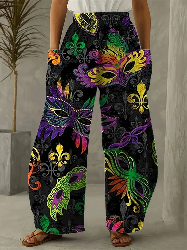 2024 Fashion New Pants Exquisite And Elegant Pants Clothing Ladies Casual Versatile Piano Pattern Printed Wide-legged Pants