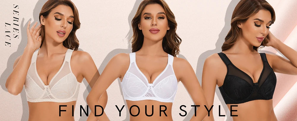 Sheroine Plus Size Underwire Bra, Lace Floral Minimizer Full Coverage Unpadded Bras for Women Lifting Support Comfort