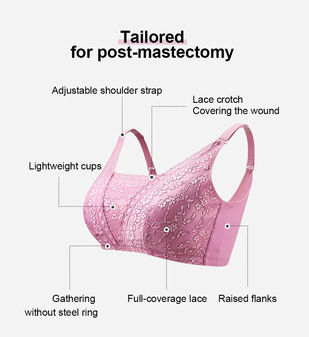 2229 Mulberry Silk Mastectomy Bra Pocket Underwear for Silicone Breast Prosthesis Breast Cancer Women Artificial Boobs