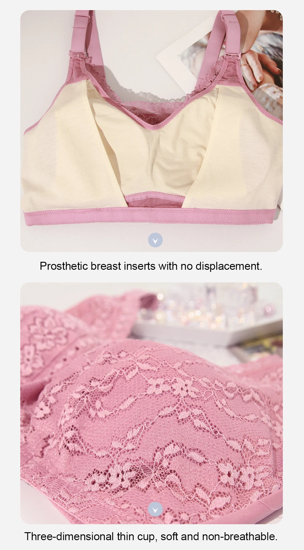 2229 Mulberry Silk Mastectomy Bra Pocket Underwear for Silicone Breast Prosthesis Breast Cancer Women Artificial Boobs