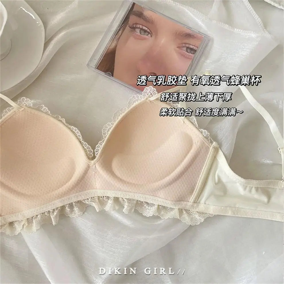 Bra/underwear Embroidered Lace Underwear Wireless Underwire Bra Comfortable Gathering Bra Set Lace Bra Set
