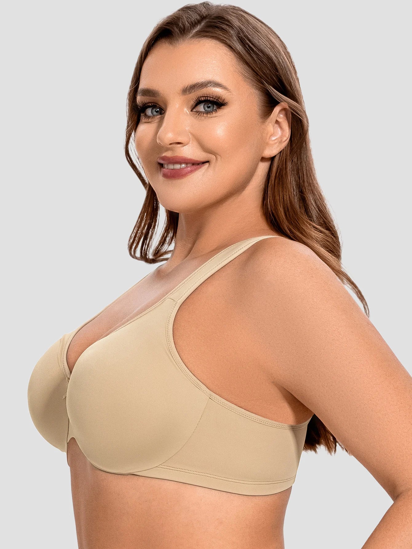 MELENECA Women's Minimizer Seamless Unlined Comfortable Plus Size Underwire Bra