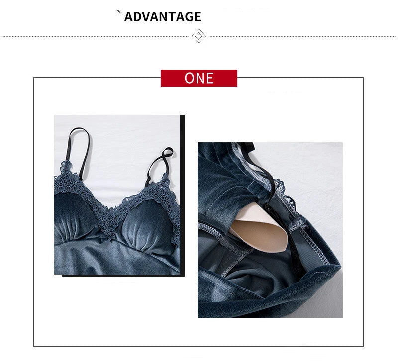 TOP Casual Velour Home Clothing 4pcs Sleep Set Intimate Lingerie Women Pajamas Suit Long Sleeve Lace Velvet Homewear Pyjamas