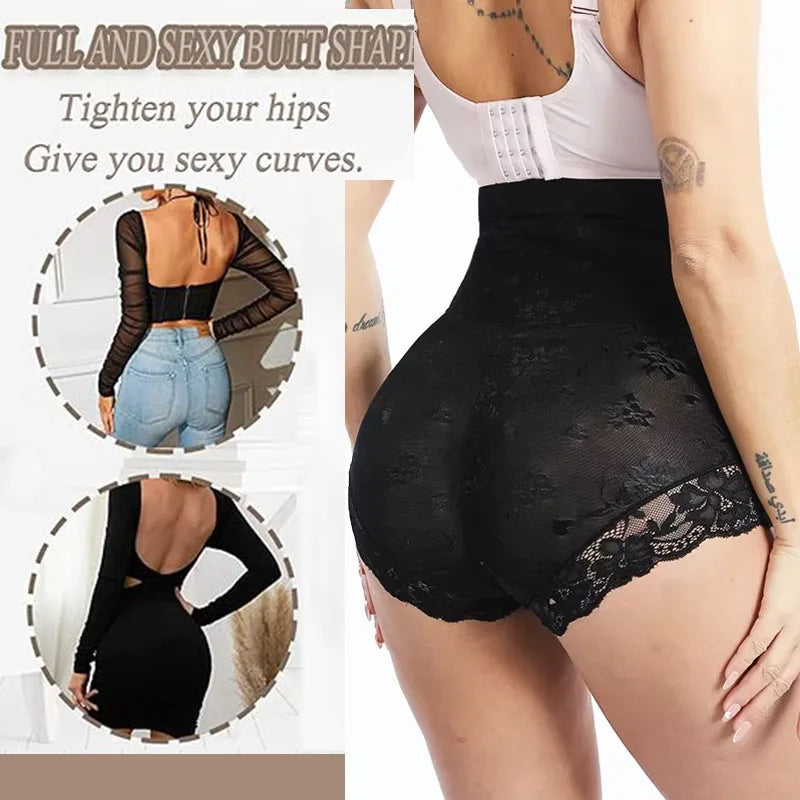 GUUDIA Hook Zipper Closure Lace High Waist Tummy Control Shapewear Panty Invisable Slimming Shaping Women Underwear Shaper Panty