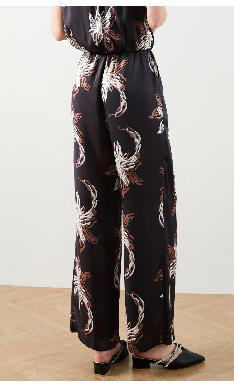 K1449W High Waist Wide Leg Pants Women Luxury Drawstring Casual Clothes Pants For Ladies Wide Leg Trousers For Women