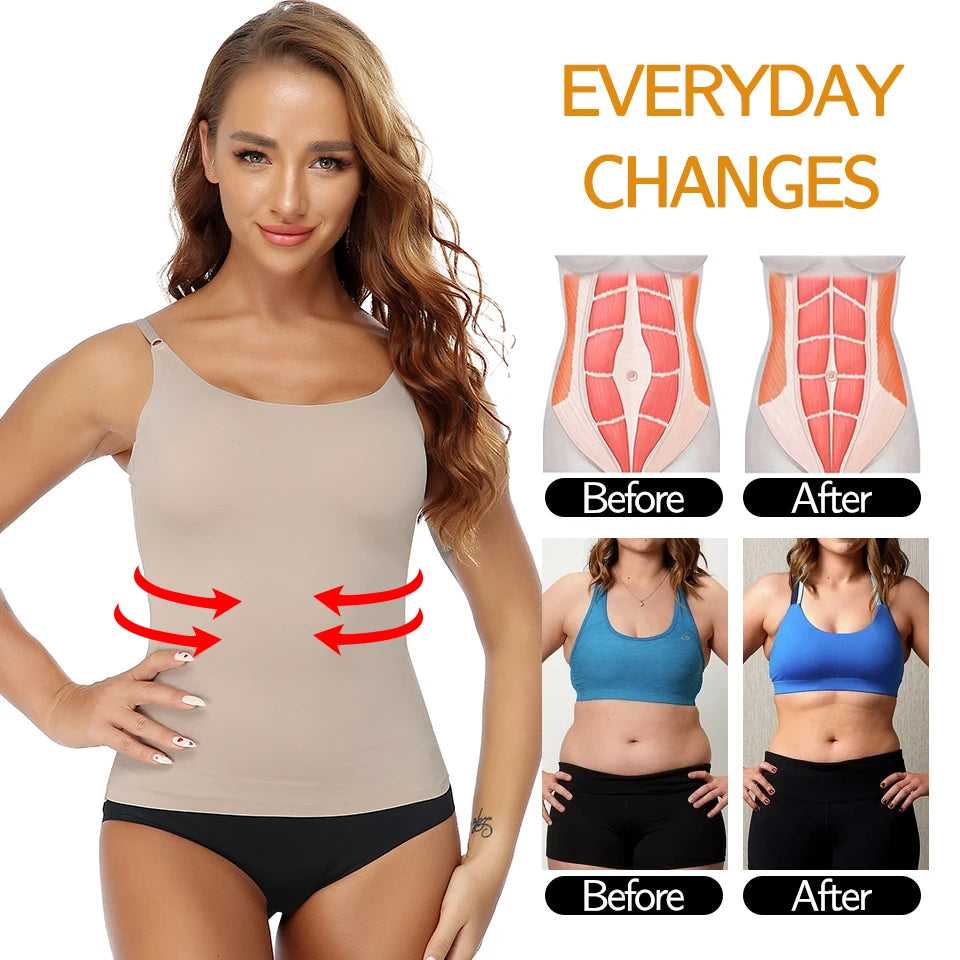 Women Tummy Control Shapewear Smooth Body Shaping Camisole Tank Tops Plus Size Slimming Underwear Seamless Compression Shaper