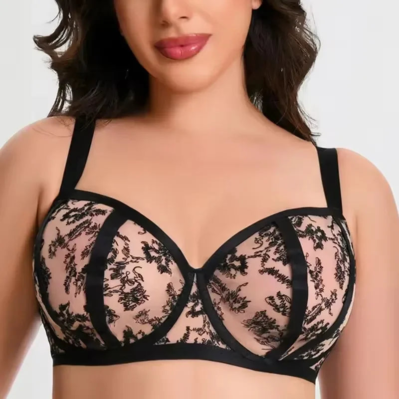 Plus Size Bra Set Minimizer Anti-Sagging Underwire Push Up Cup Mesh Breathable D E F G H I J K 75 80 85 90 95 Brasieres Mujeres