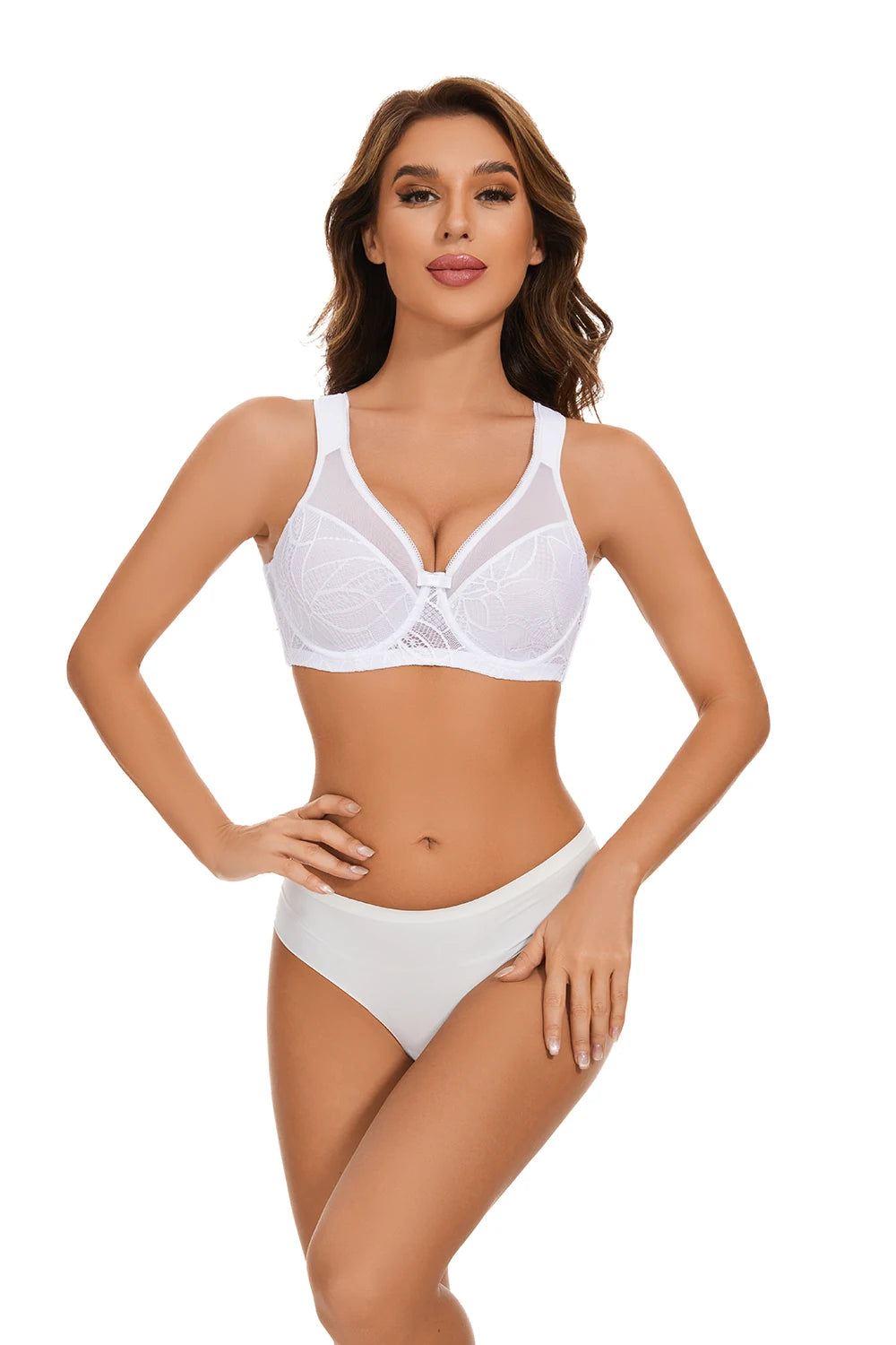 Sheroine Plus Size Underwire Bra, Lace Floral Minimizer Full Coverage Unpadded Bras for Women Lifting Support Comfort