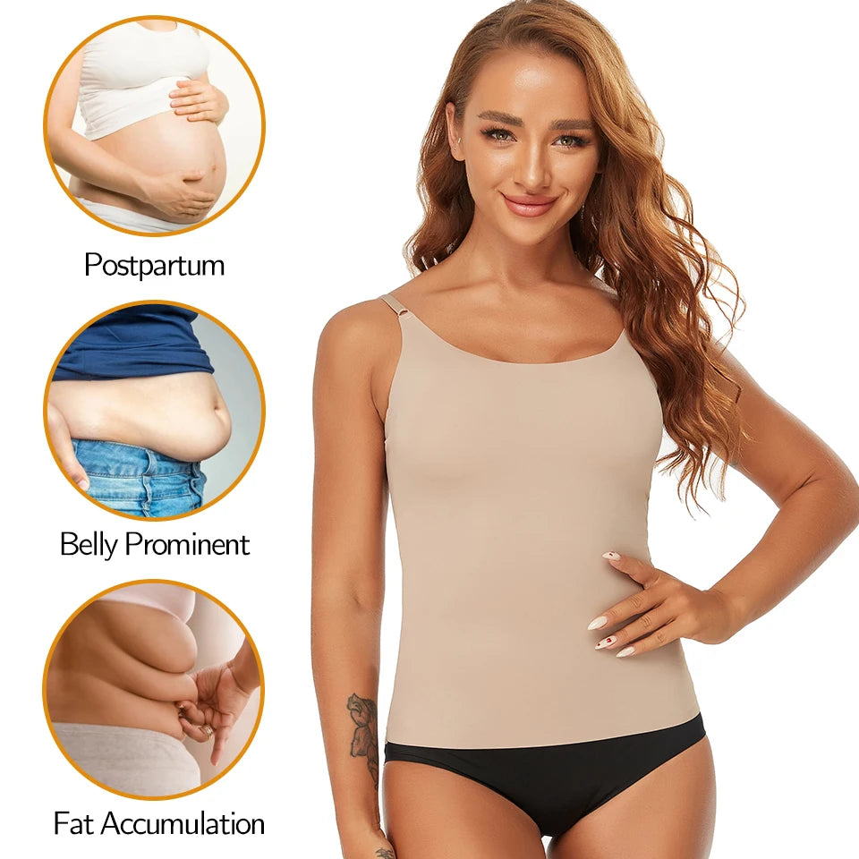 Women Tummy Control Shapewear Smooth Body Shaping Camisole Tank Tops Plus Size Slimming Underwear Seamless Compression Shaper