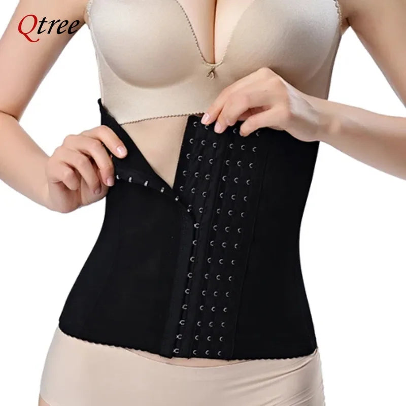 Qtree Dress Slimming Waist Trainer Belt Shapewear Women Belly Cincher Body Shaper Fat Compression Strap Girdles Firm Hook Corset