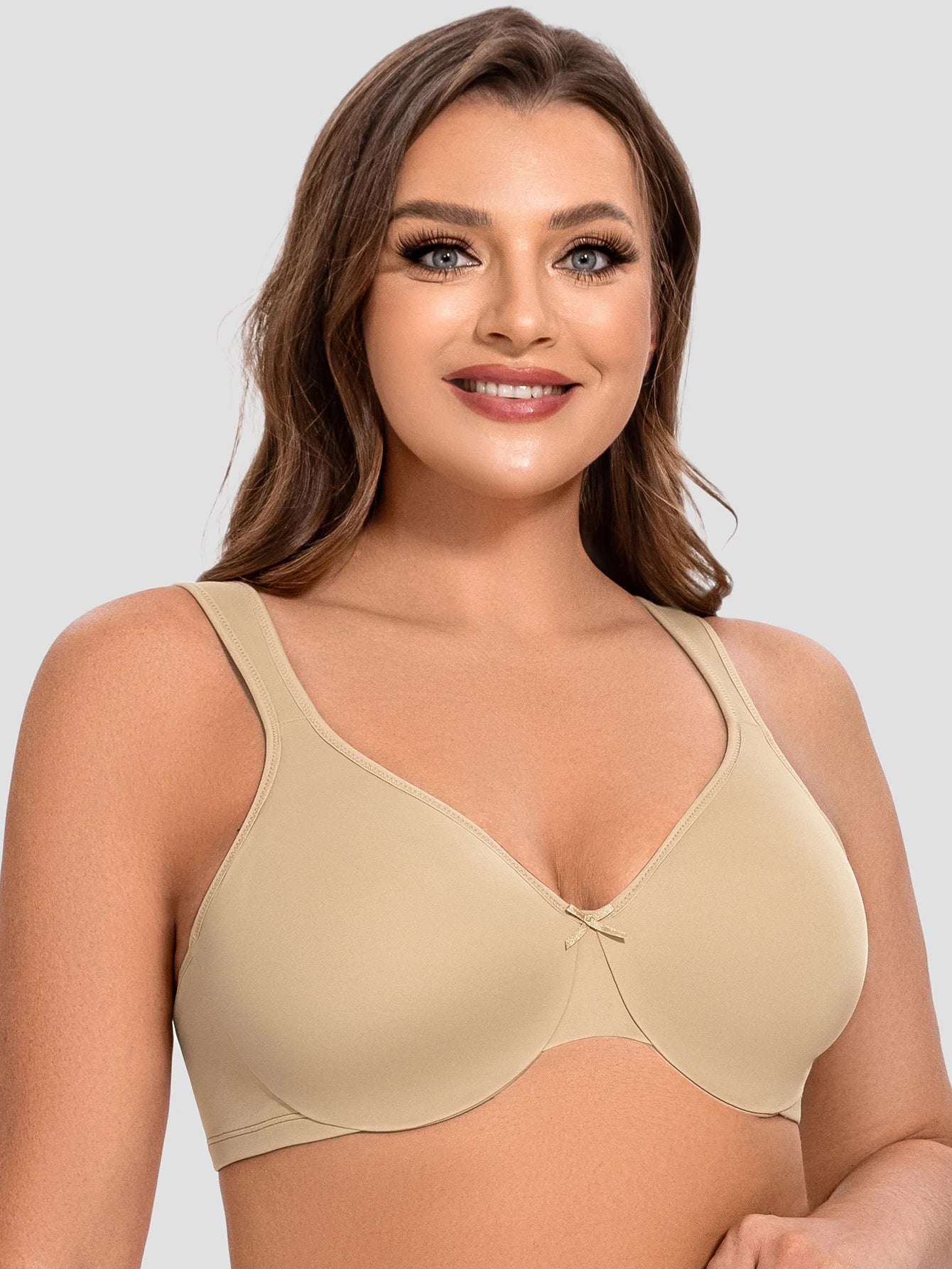MELENECA Women's Minimizer Seamless Unlined Comfortable Plus Size Underwire Bra