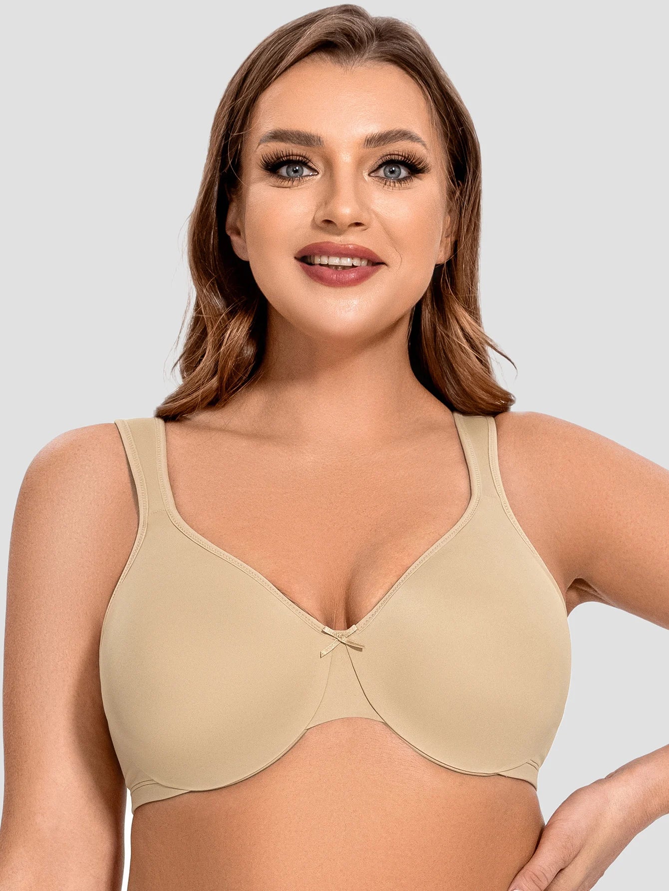 MELENECA Women's Minimizer Seamless Unlined Comfortable Plus Size Underwire Bra