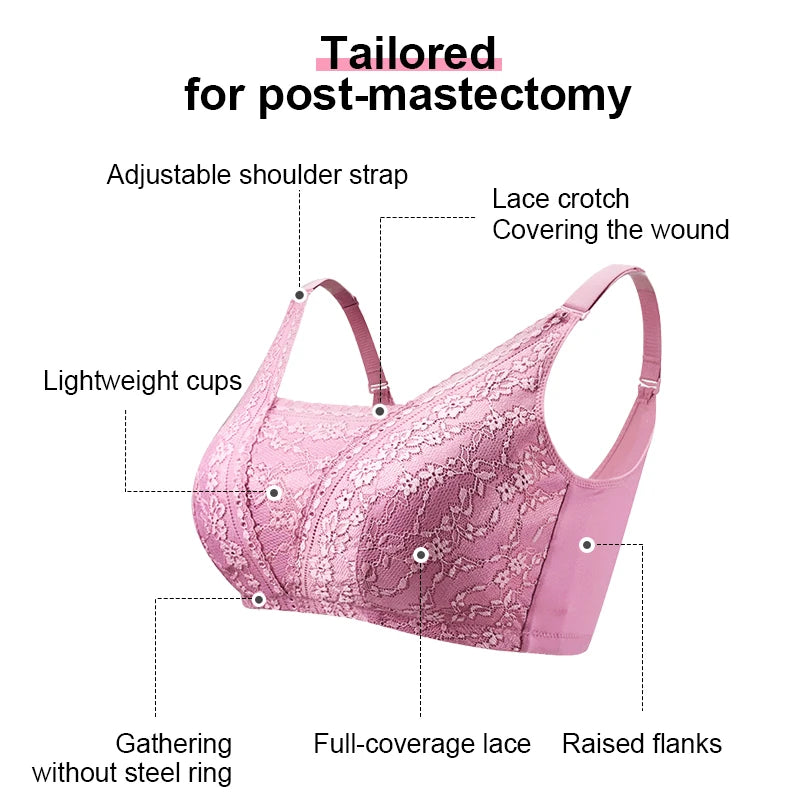 2229 Mulberry Silk Mastectomy Bra Pocket Underwear for Silicone Breast Prosthesis Breast Cancer Women Artificial Boobs