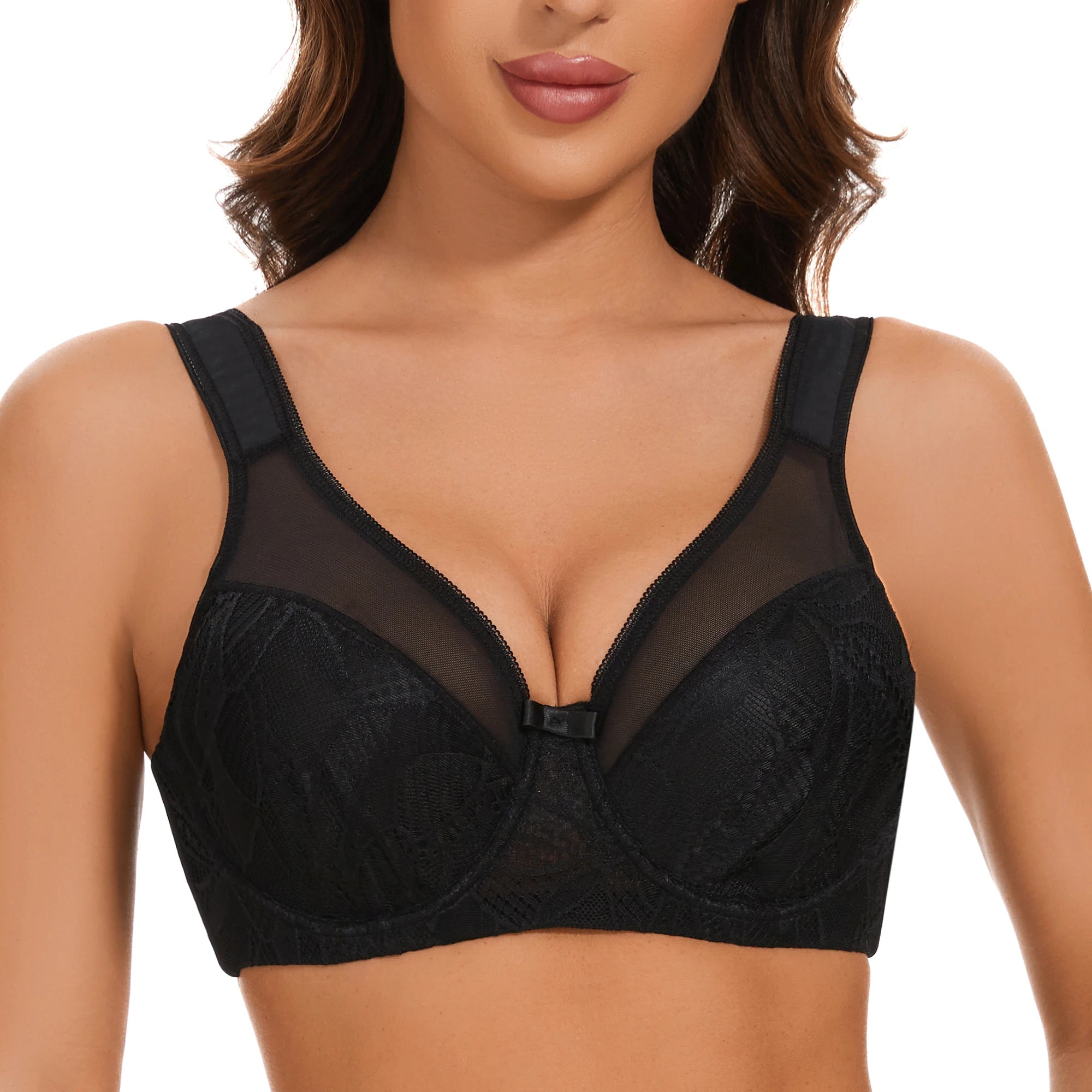 Sheroine Plus Size Underwire Bra, Lace Floral Minimizer Full Coverage Unpadded Bras for Women Lifting Support Comfort