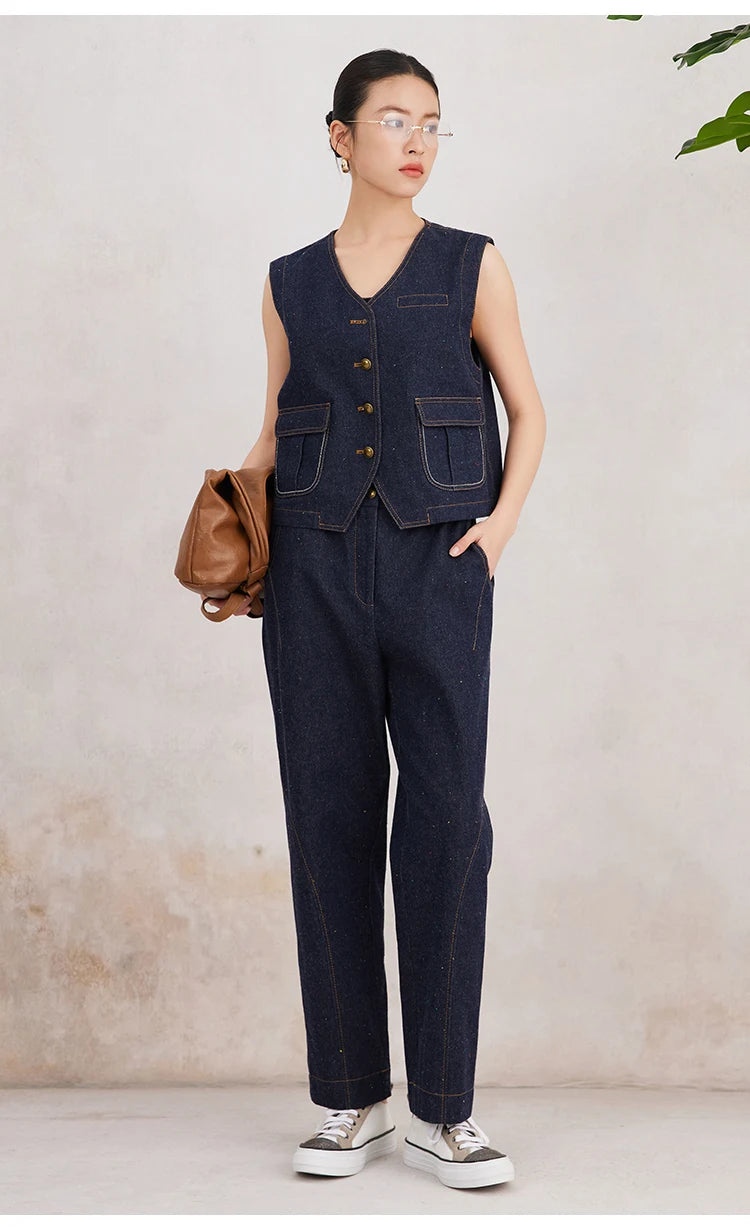 K3107W Luxury Women's Clothing Cotton Jeans Ladies Pants Quality Long Straight Denim Trousers