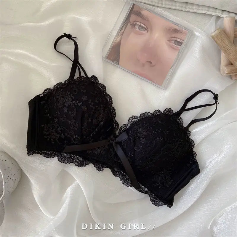 Bra/underwear Embroidered Lace Underwear Wireless Underwire Bra Comfortable Gathering Bra Set Lace Bra Set