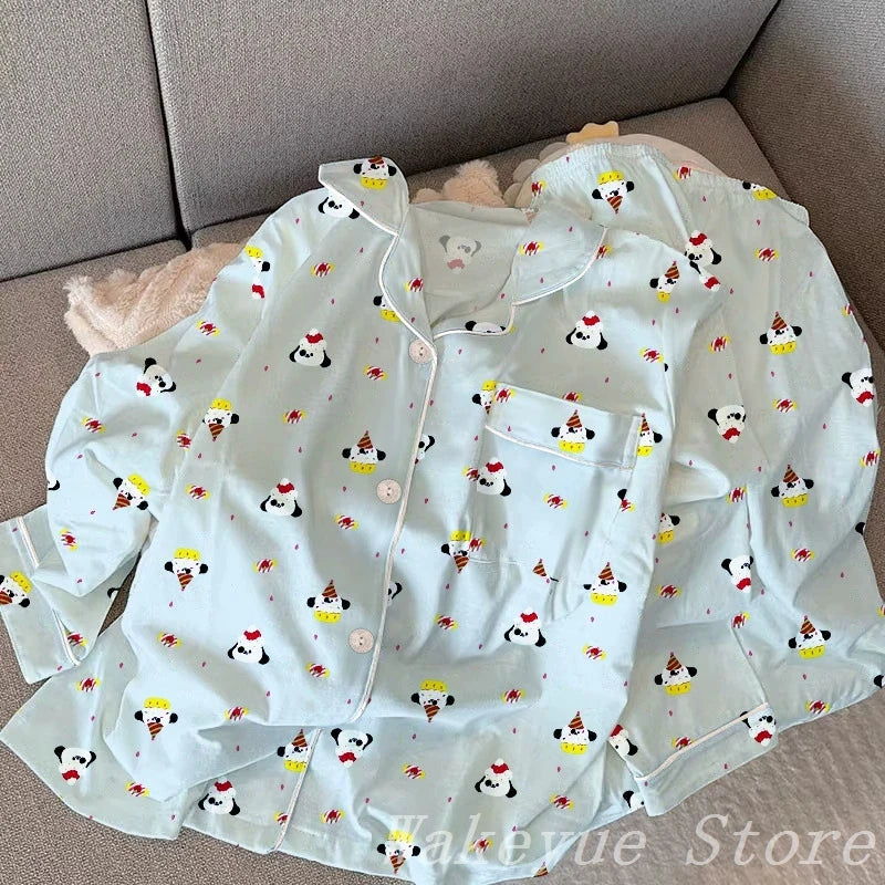 Striped Long-sleeved Pajamas Girls Fashion Style Autumn Simple New Home Clothes High-grade Trousers Suit Leisure Sleepwear Pjs