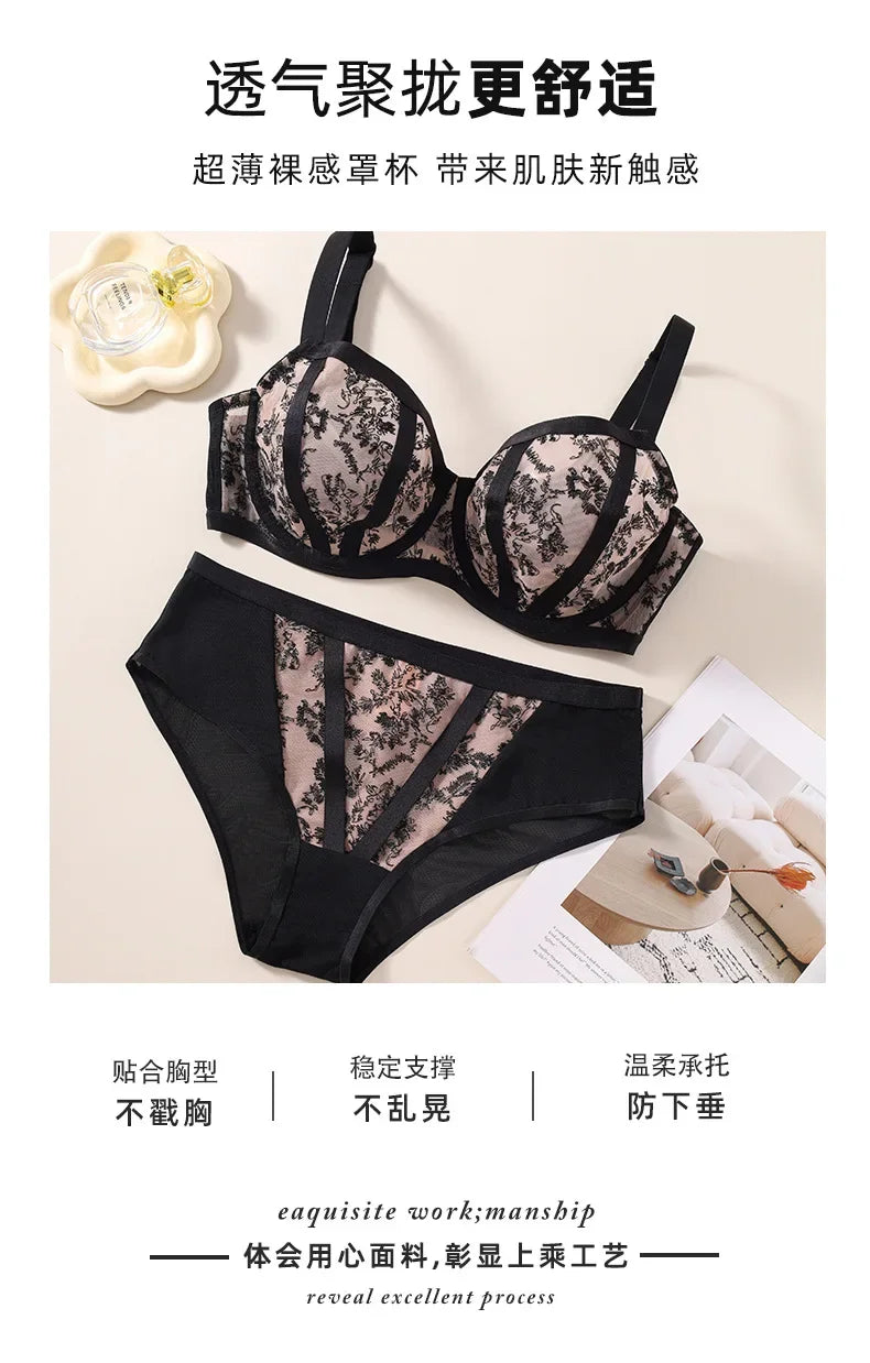 Plus Size Bra Set Minimizer Anti-Sagging Underwire Push Up Cup Mesh Breathable D E F G H I J K 75 80 85 90 95 Brasieres Mujeres