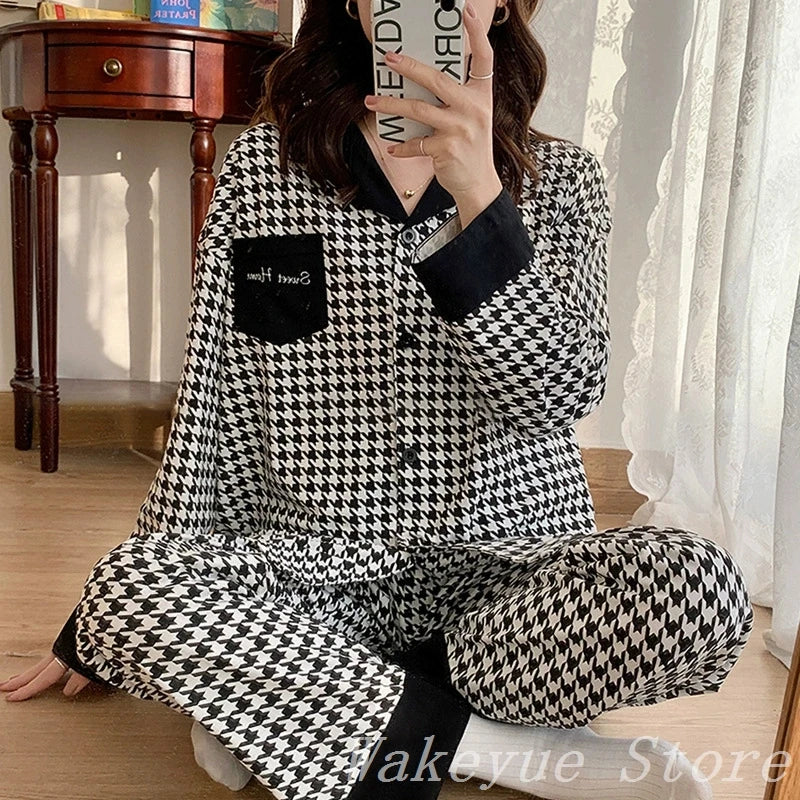 Striped Long-sleeved Pajamas Girls Fashion Style Autumn Simple New Home Clothes High-grade Trousers Suit Leisure Sleepwear Pjs