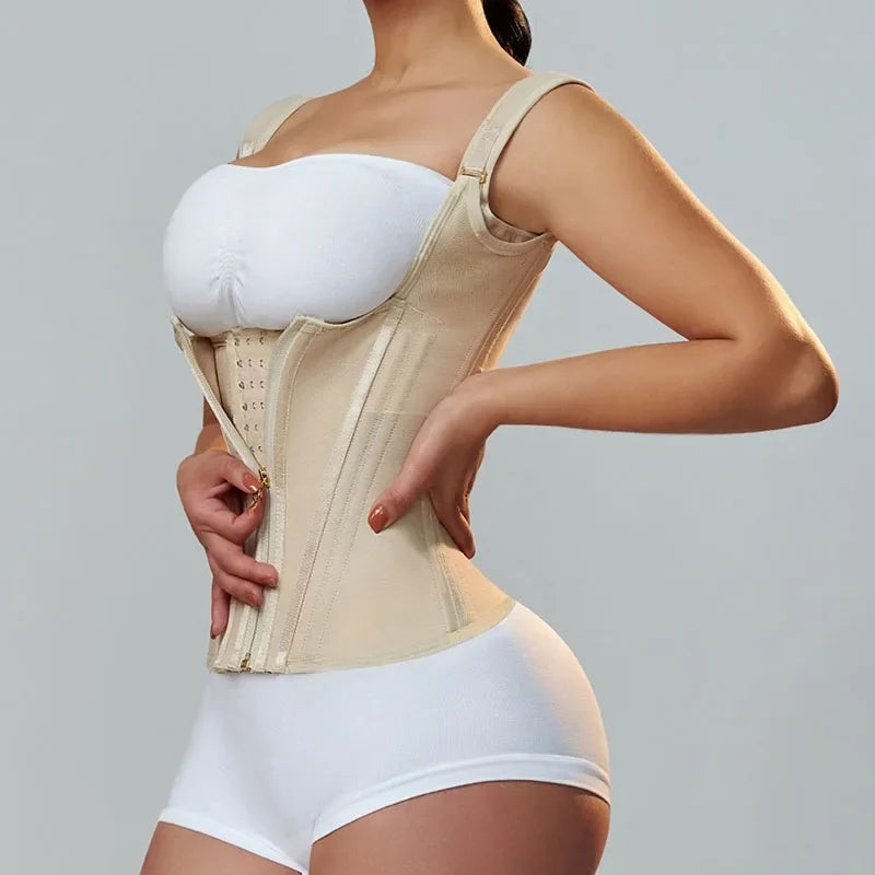AfruliA Fajas Colombianas Girdles Double Compression Vest Waist Trainer Corset with Zipper Hook Flat Belly Slimming Body Shapers
