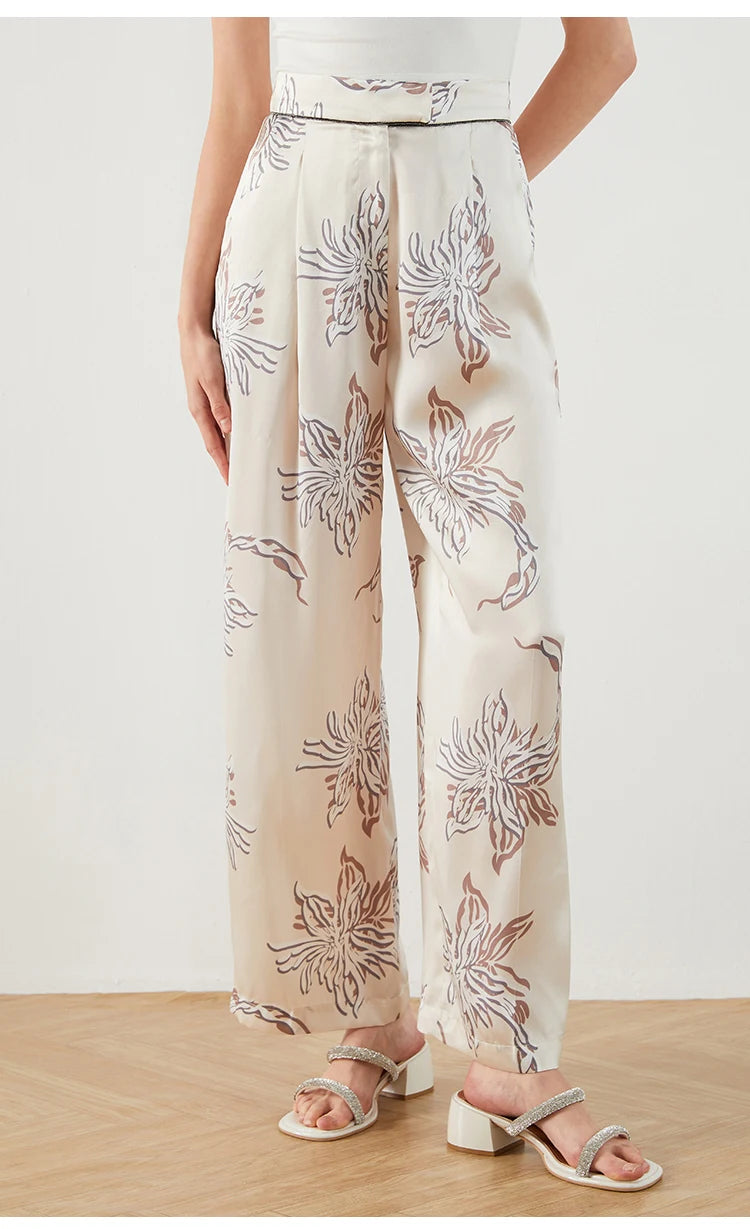 K1449W High Waist Wide Leg Pants Women Luxury Drawstring Casual Clothes Pants For Ladies Wide Leg Trousers For Women