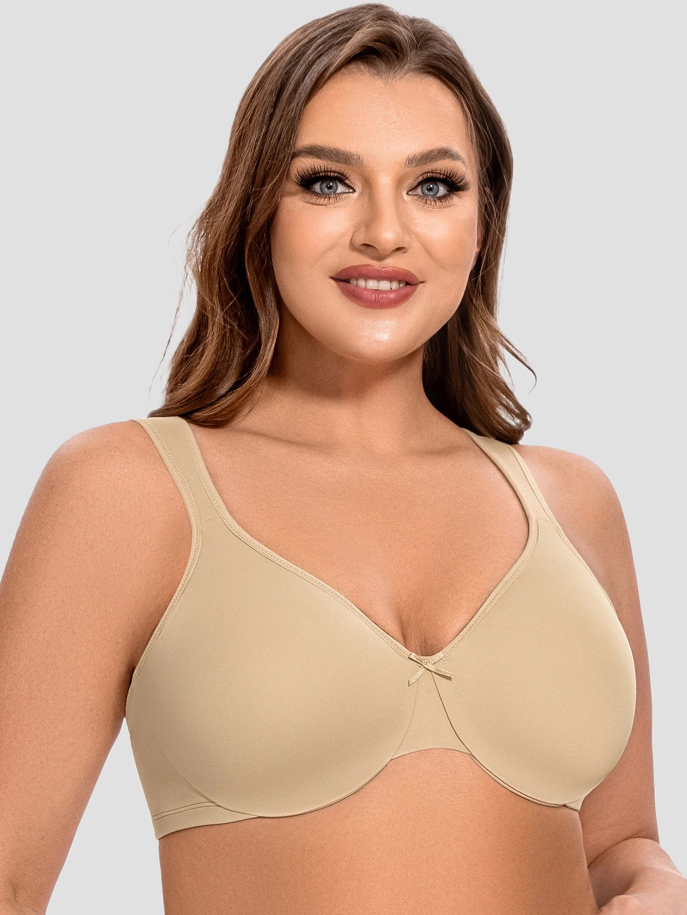 MELENECA Women's Minimizer Seamless Unlined Comfortable Plus Size Underwire Bra
