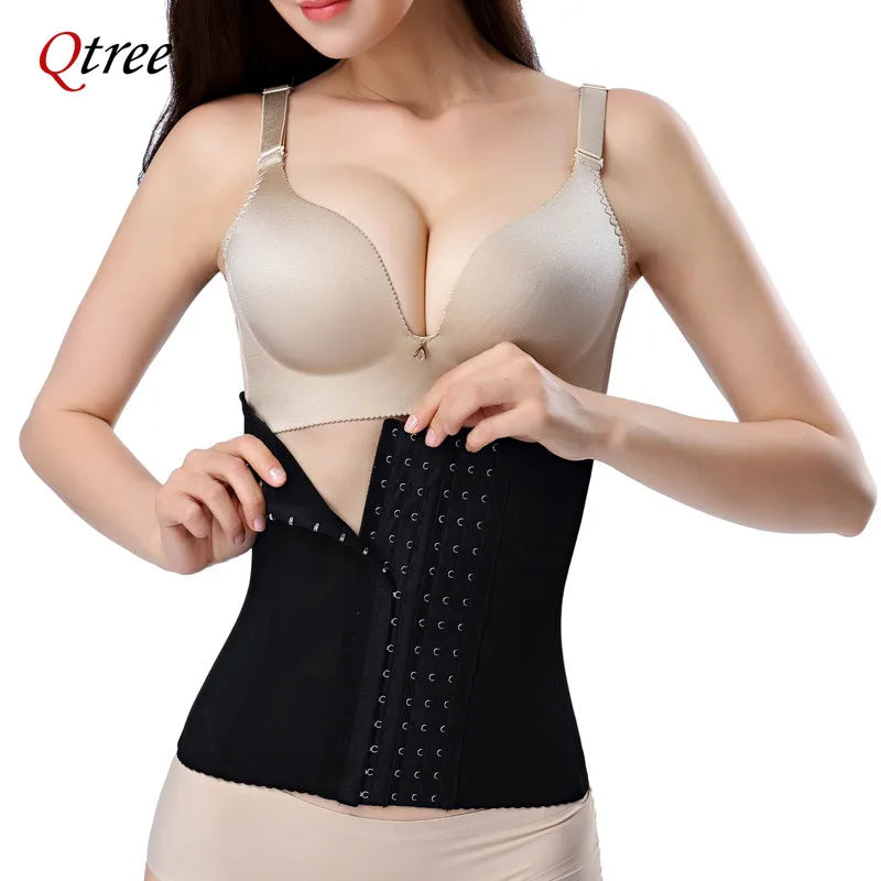 Qtree Dress Slimming Waist Trainer Belt Shapewear Women Belly Cincher Body Shaper Fat Compression Strap Girdles Firm Hook Corset