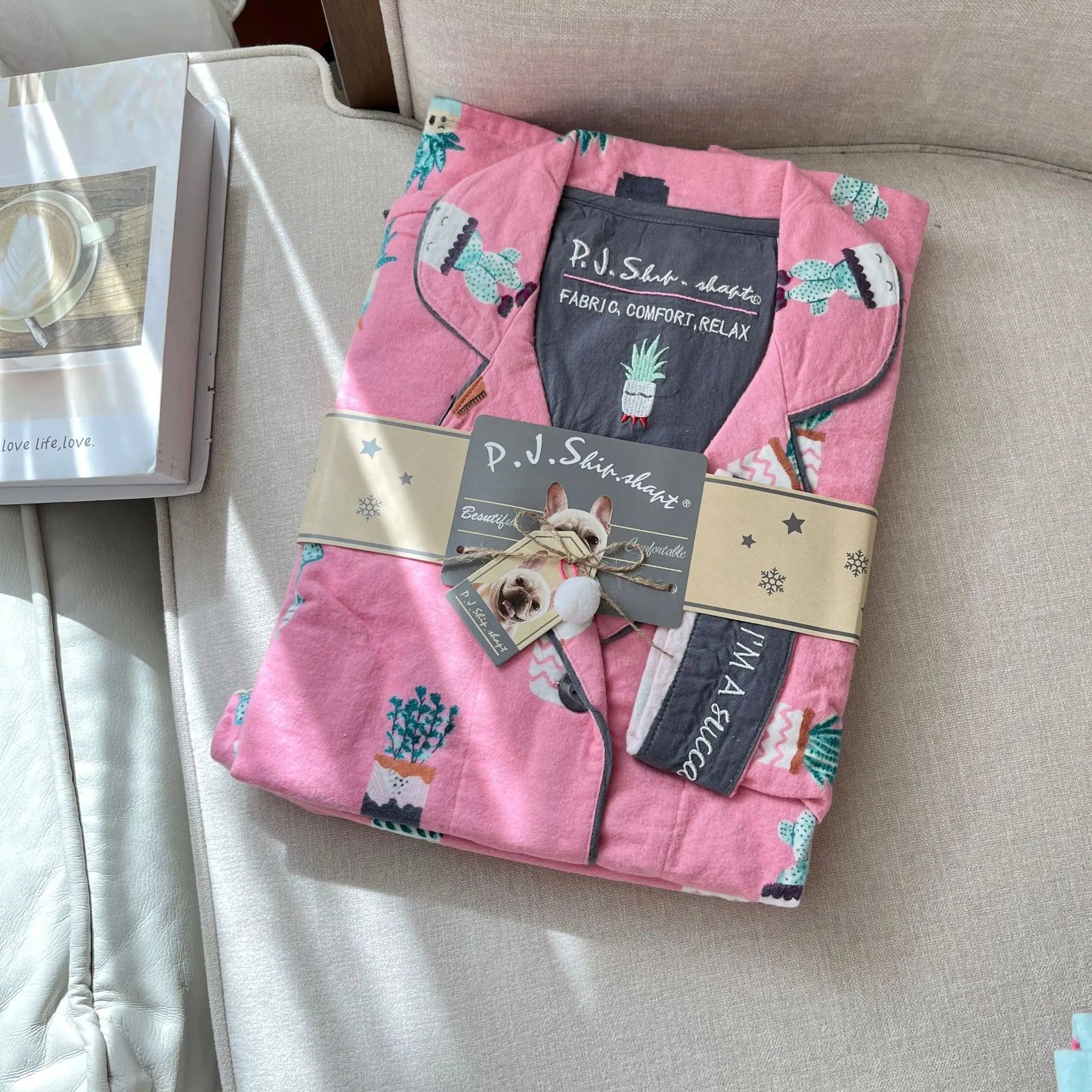 New Loungewear Women Spring Fall Slwwpwear 100% Cotton Floral Print Long Sleeve Pijamas Women 2 Pieces Home Suit Cat Cartoon