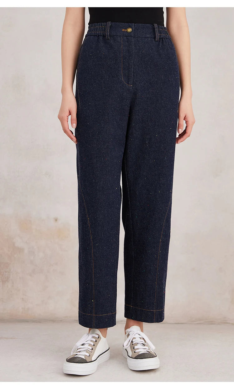 K3107W Luxury Women's Clothing Cotton Jeans Ladies Pants Quality Long Straight Denim Trousers