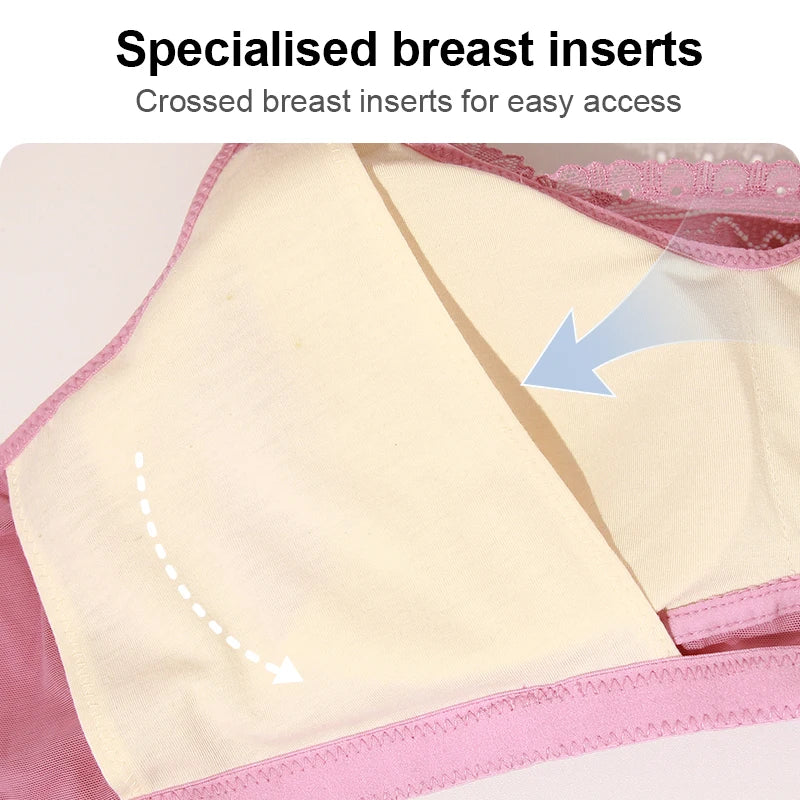 2229 Mulberry Silk Mastectomy Bra Pocket Underwear for Silicone Breast Prosthesis Breast Cancer Women Artificial Boobs