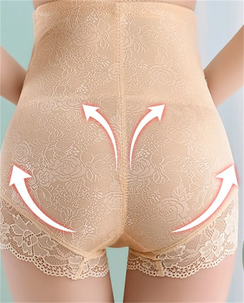 GUUDIA Hook Zipper Closure Lace High Waist Tummy Control Shapewear Panty Invisable Slimming Shaping Women Underwear Shaper Panty