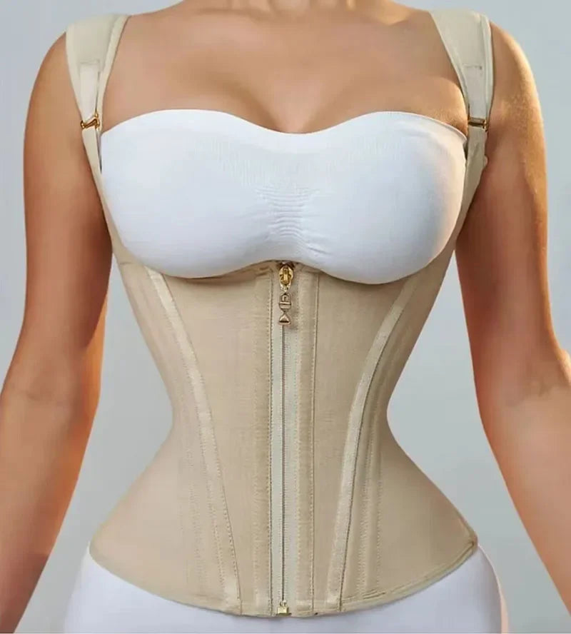 AfruliA Fajas Colombianas Girdles Double Compression Vest Waist Trainer Corset with Zipper Hook Flat Belly Slimming Body Shapers