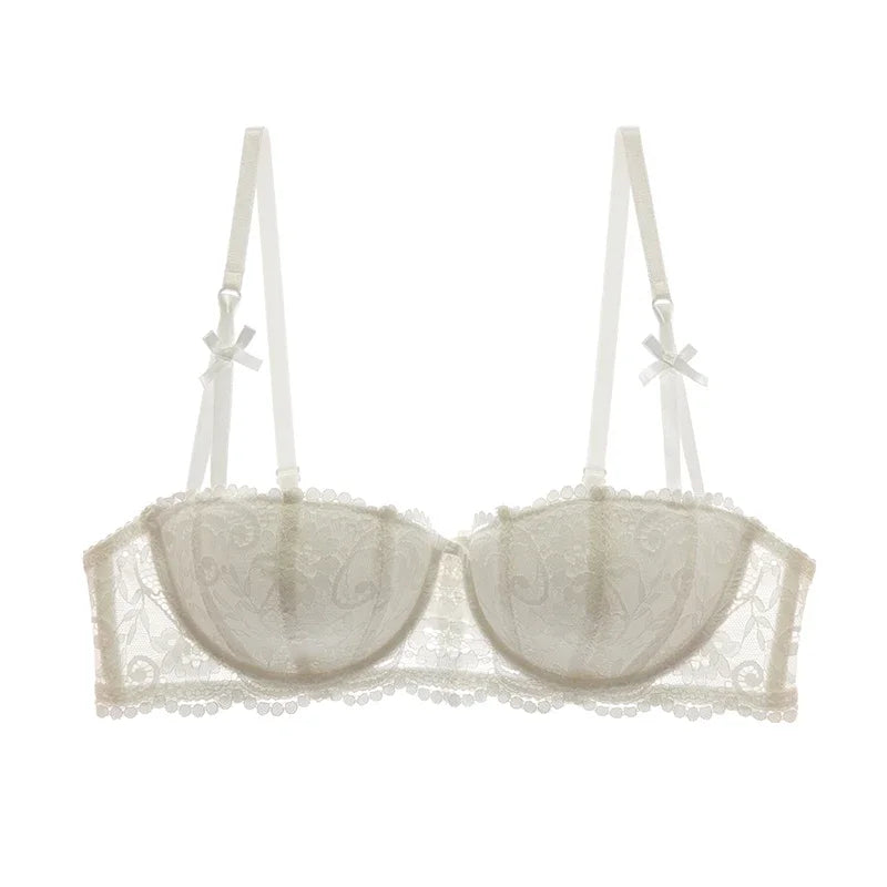 Half Cup Balconette Bras A D Cup 2024 Sexy Lingerie Cotton Underwear with 4 Rows Hook Red Black White Thin Push Up Bra for Women