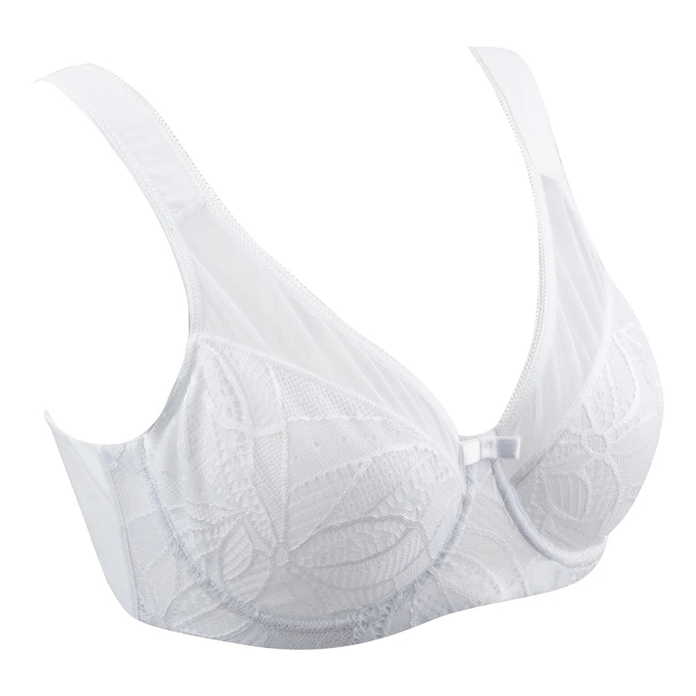 Sheroine Plus Size Underwire Bra, Lace Floral Minimizer Full Coverage Unpadded Bras for Women Lifting Support Comfort