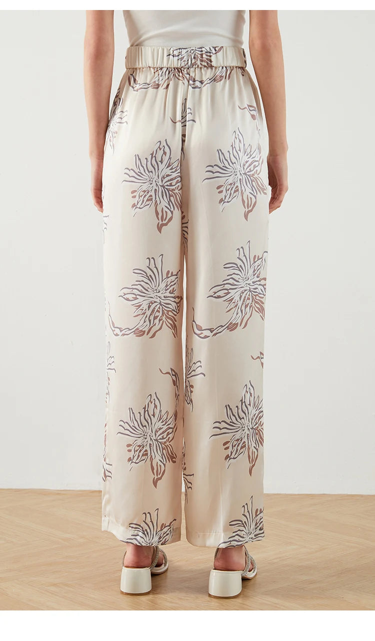 K1449W High Waist Wide Leg Pants Women Luxury Drawstring Casual Clothes Pants For Ladies Wide Leg Trousers For Women
