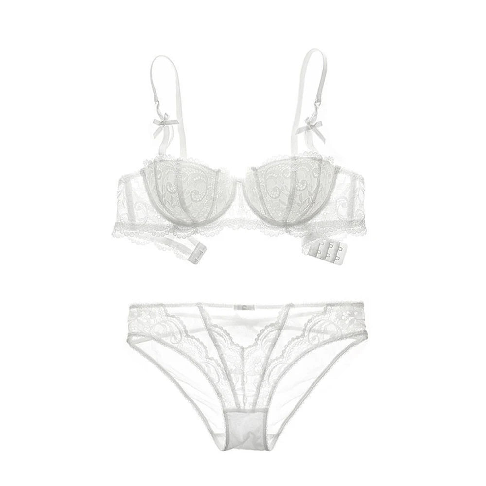 Women's French Style Lace Sexy Lingerie Set Ladies Sexy Bra Set Half Cup Push Up Bra Breathable Bra And Panties Sets Women Bra