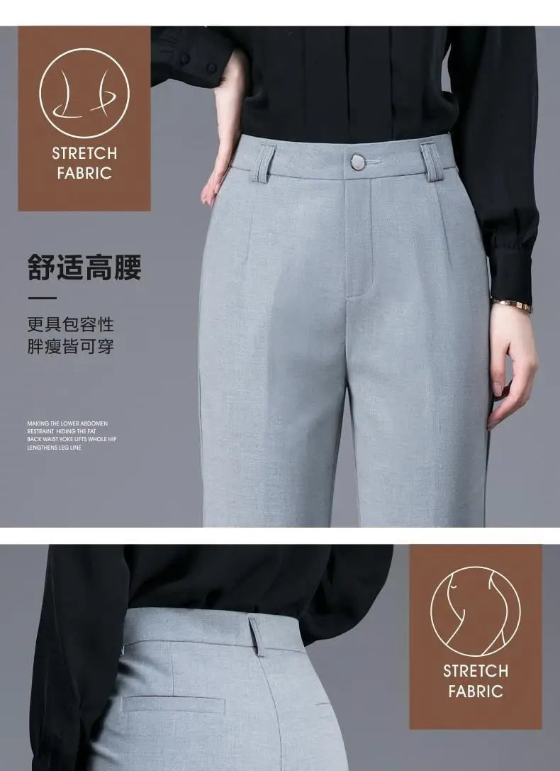Office Lady Korean Fashion Straight Pants Spring Autumn Casual High Waist Button Pockets Solid Elegant Women Clothing Trousers