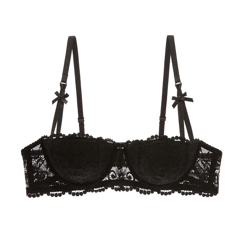 Half Cup Balconette Bras A D Cup 2024 Sexy Lingerie Cotton Underwear with 4 Rows Hook Red Black White Thin Push Up Bra for Women