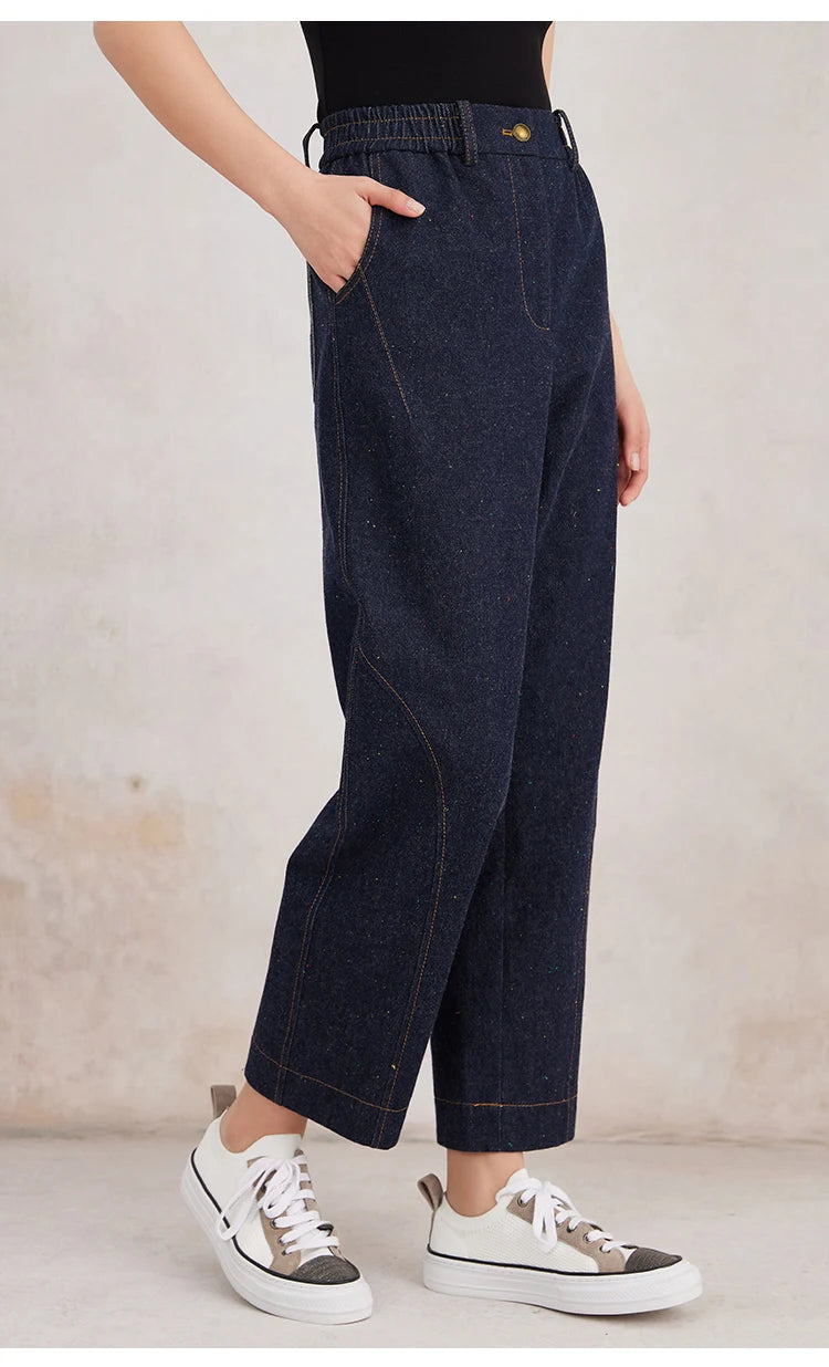 K3107W Luxury Women's Clothing Cotton Jeans Ladies Pants Quality Long Straight Denim Trousers