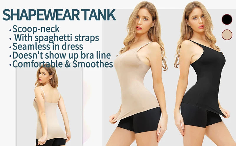 Women Tummy Control Shapewear Smooth Body Shaping Camisole Tank Tops Plus Size Slimming Underwear Seamless Compression Shaper