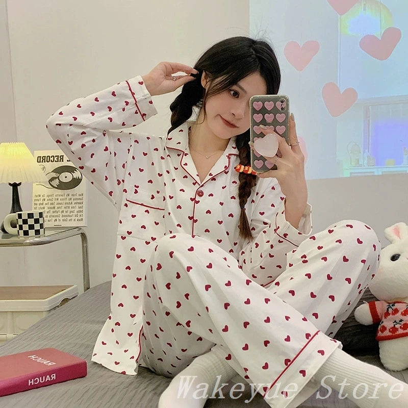 Striped Long-sleeved Pajamas Girls Fashion Style Autumn Simple New Home Clothes High-grade Trousers Suit Leisure Sleepwear Pjs