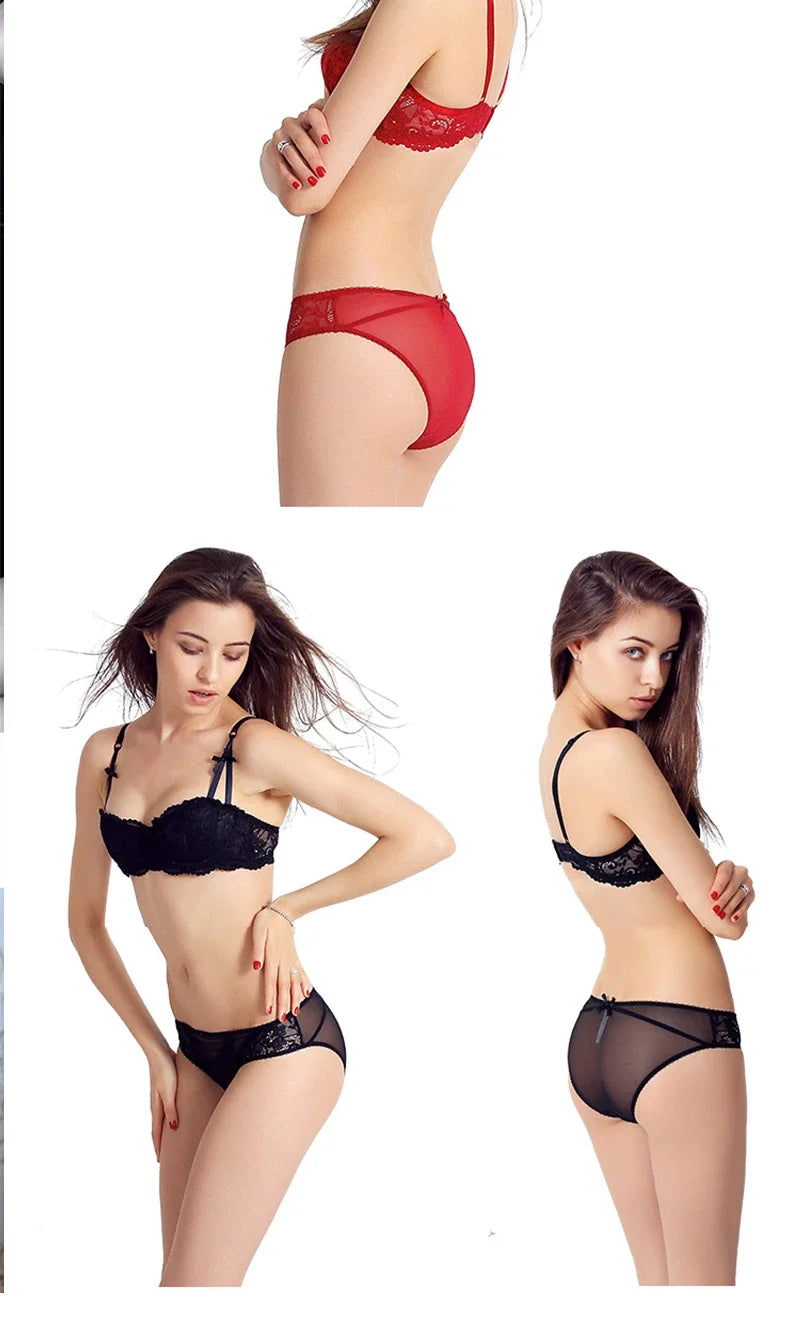 Half Cup Balconette Bras A D Cup 2024 Sexy Lingerie Cotton Underwear with 4 Rows Hook Red Black White Thin Push Up Bra for Women