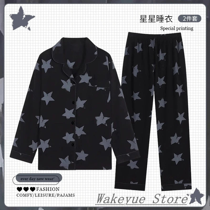 Striped Long-sleeved Pajamas Girls Fashion Style Autumn Simple New Home Clothes High-grade Trousers Suit Leisure Sleepwear Pjs