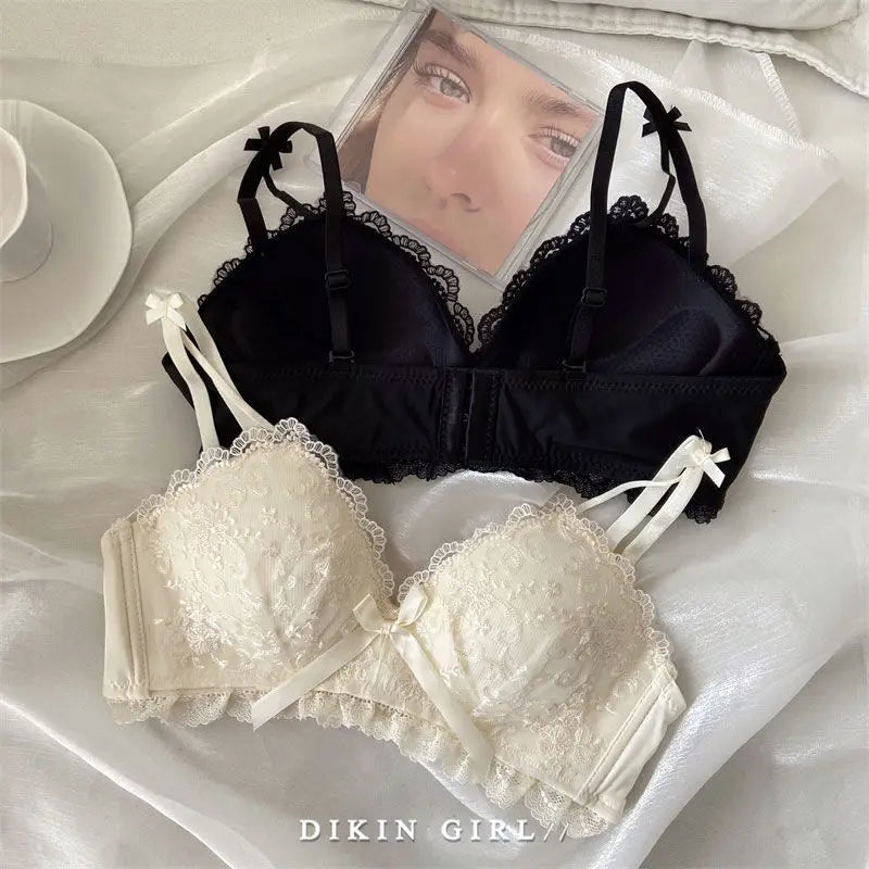 Bra/underwear Embroidered Lace Underwear Wireless Underwire Bra Comfortable Gathering Bra Set Lace Bra Set