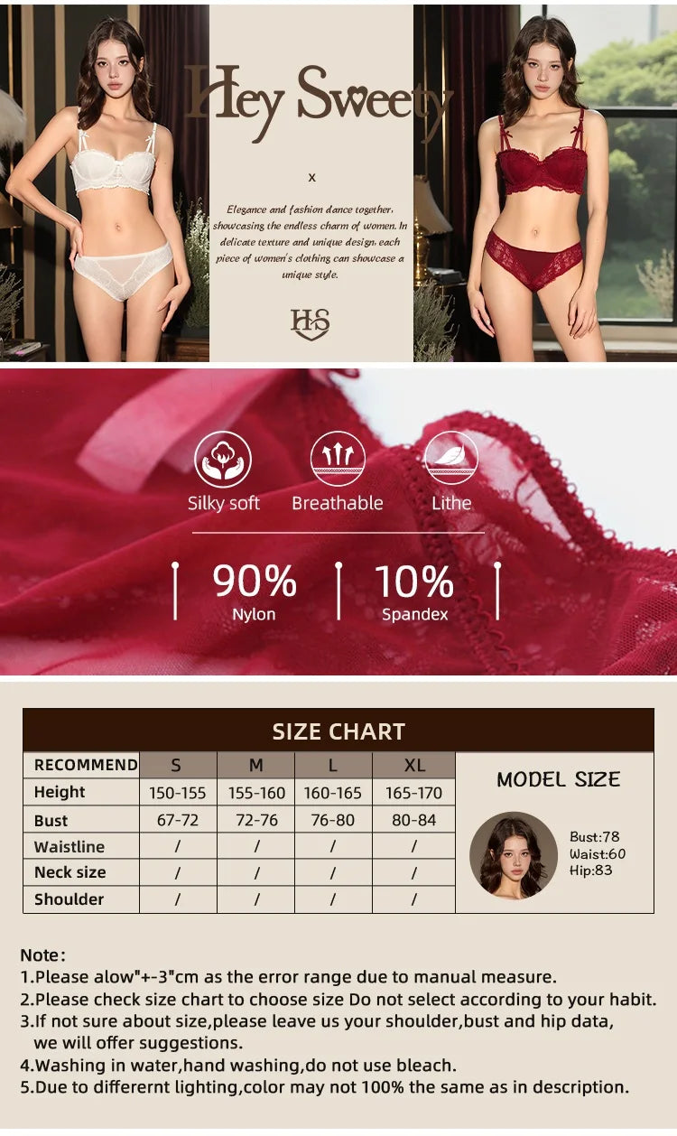 Women's French Style Lace Sexy Lingerie Set Ladies Sexy Bra Set Half Cup Push Up Bra Breathable Bra And Panties Sets Women Bra
