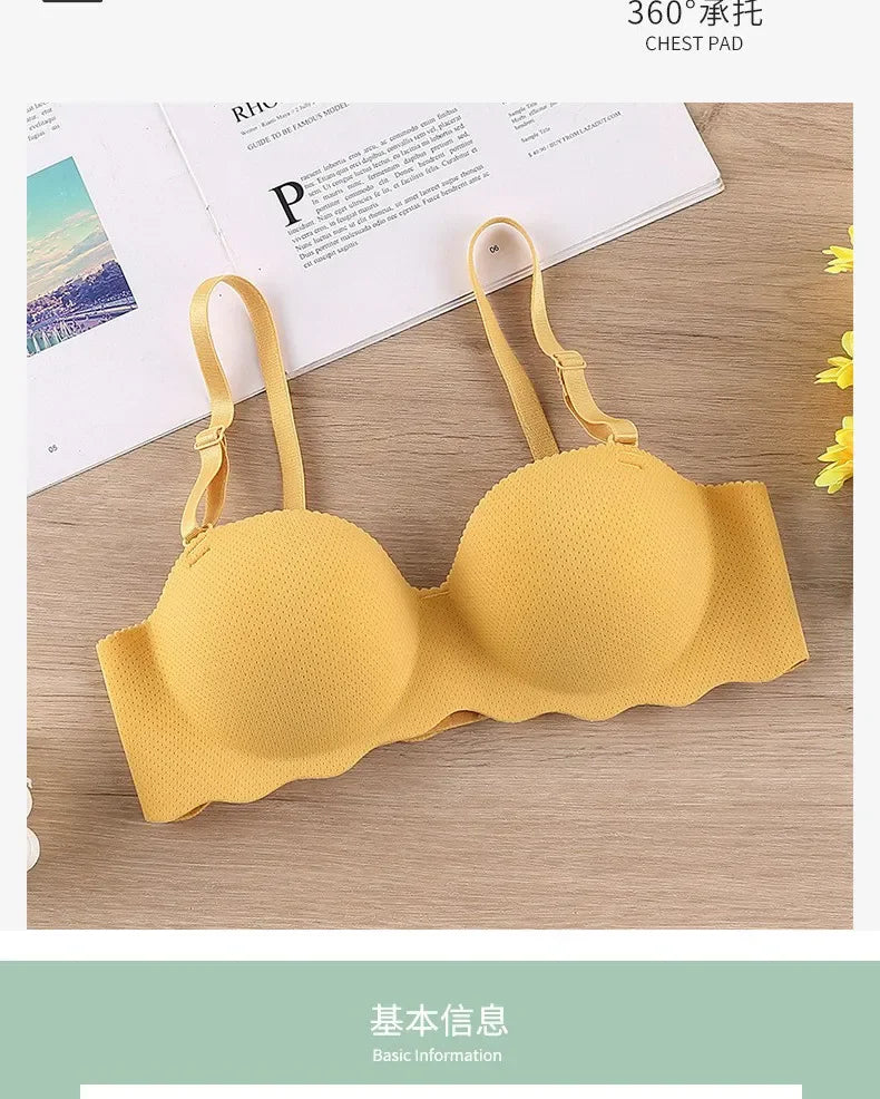 Sexy Bras Push Up Seamless Underwear for Women Solid Color Wireless Lingerie One-pieces Gather Convertible Straps Brassiere