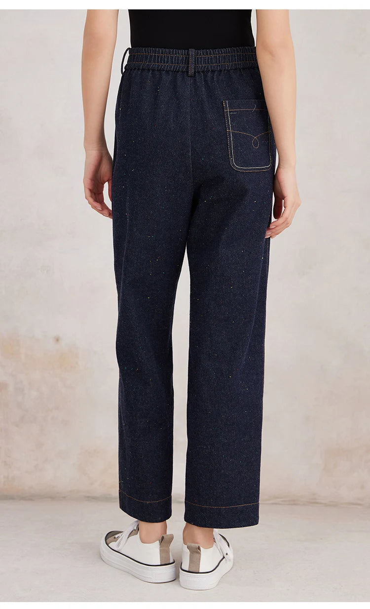 K3107W Luxury Women's Clothing Cotton Jeans Ladies Pants Quality Long Straight Denim Trousers