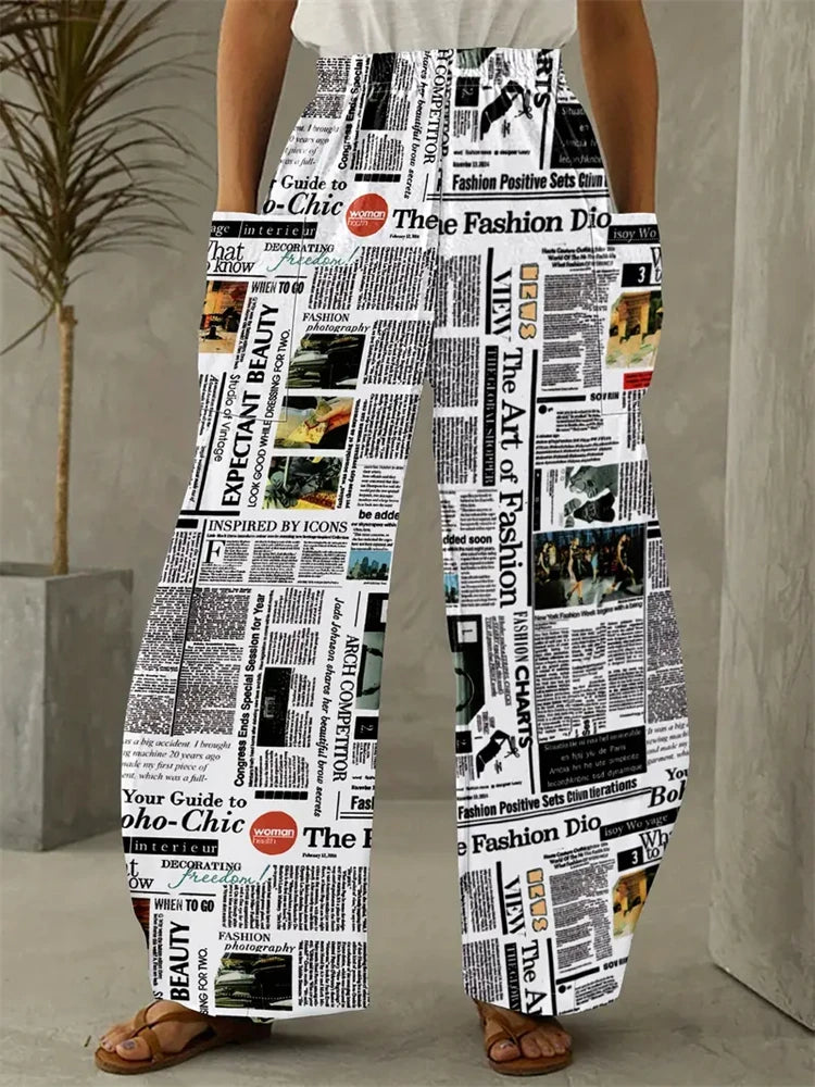 2024 Fashion New Pants Exquisite And Elegant Pants Clothing Ladies Casual Versatile Piano Pattern Printed Wide-legged Pants