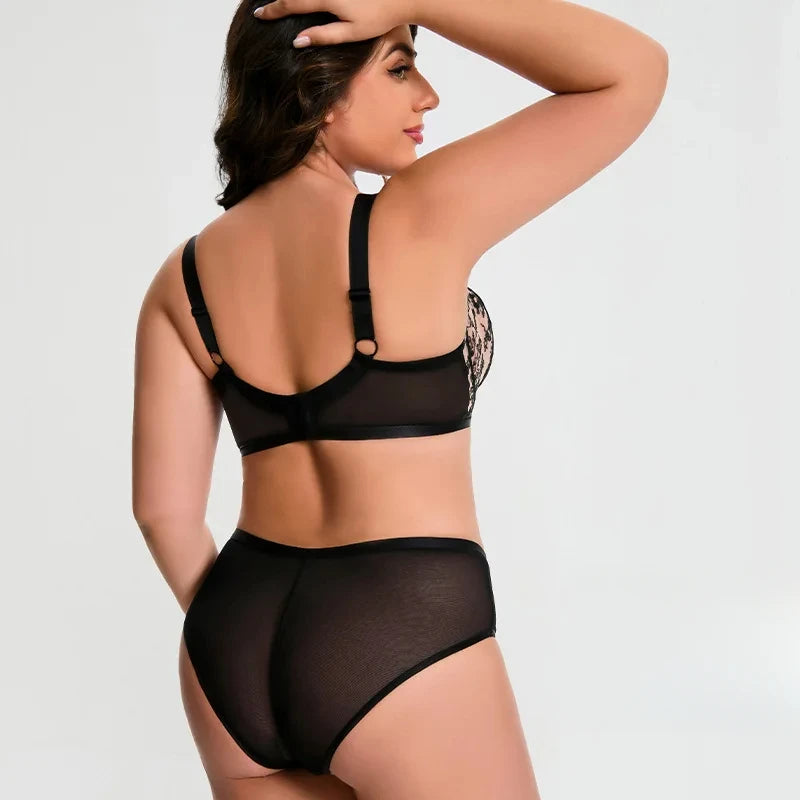 Plus Size Bra Set Minimizer Anti-Sagging Underwire Push Up Cup Mesh Breathable D E F G H I J K 75 80 85 90 95 Brasieres Mujeres